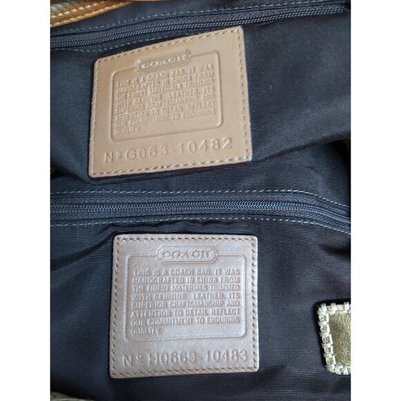 Coach Set of 3 Bags - Soho Brown Signature Canvas Stitched Grommet Studded Hobo - Picture 12 of 12